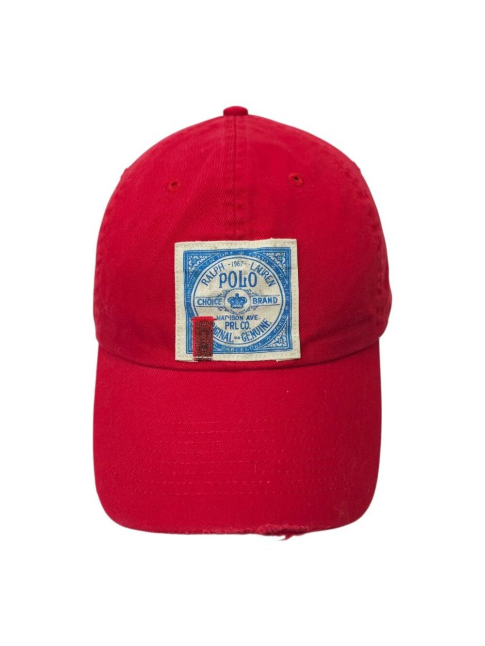 Polo Ralph Lauren Choice Brand Red Dad Hat Baseball Cap Distressed Patch Vintage